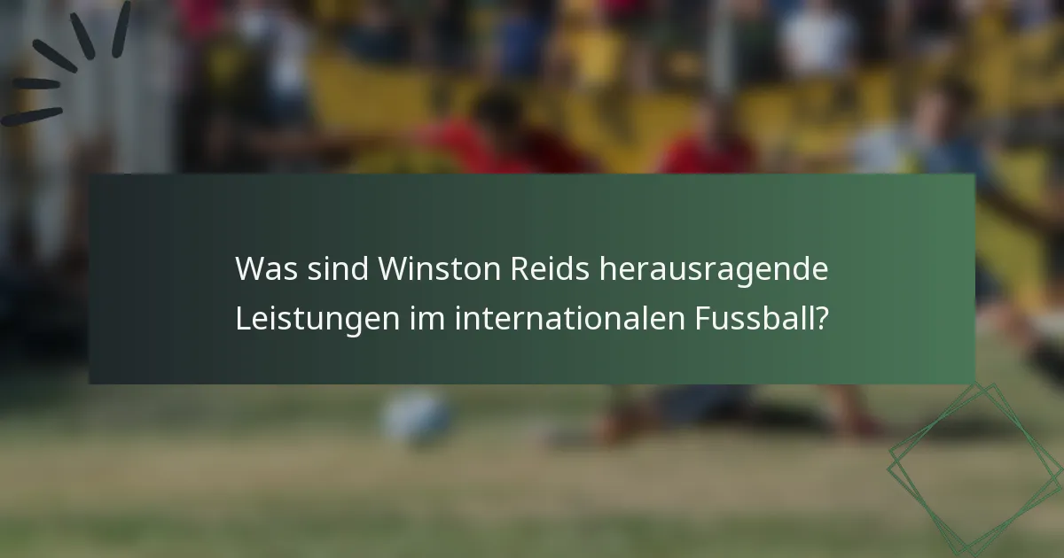 Was sind Winston Reids herausragende Leistungen im internationalen Fussball?