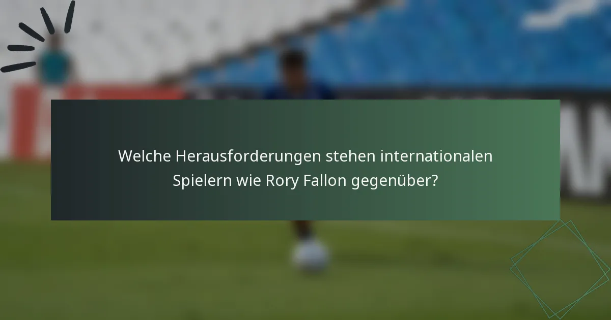 Welche Herausforderungen stehen internationalen Spielern wie Rory Fallon gegenüber?