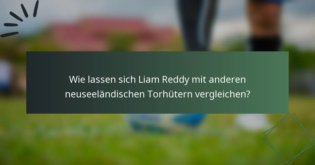 Wie lassen sich Liam Reddy mit anderen neuseeländischen Torhütern vergleichen?
